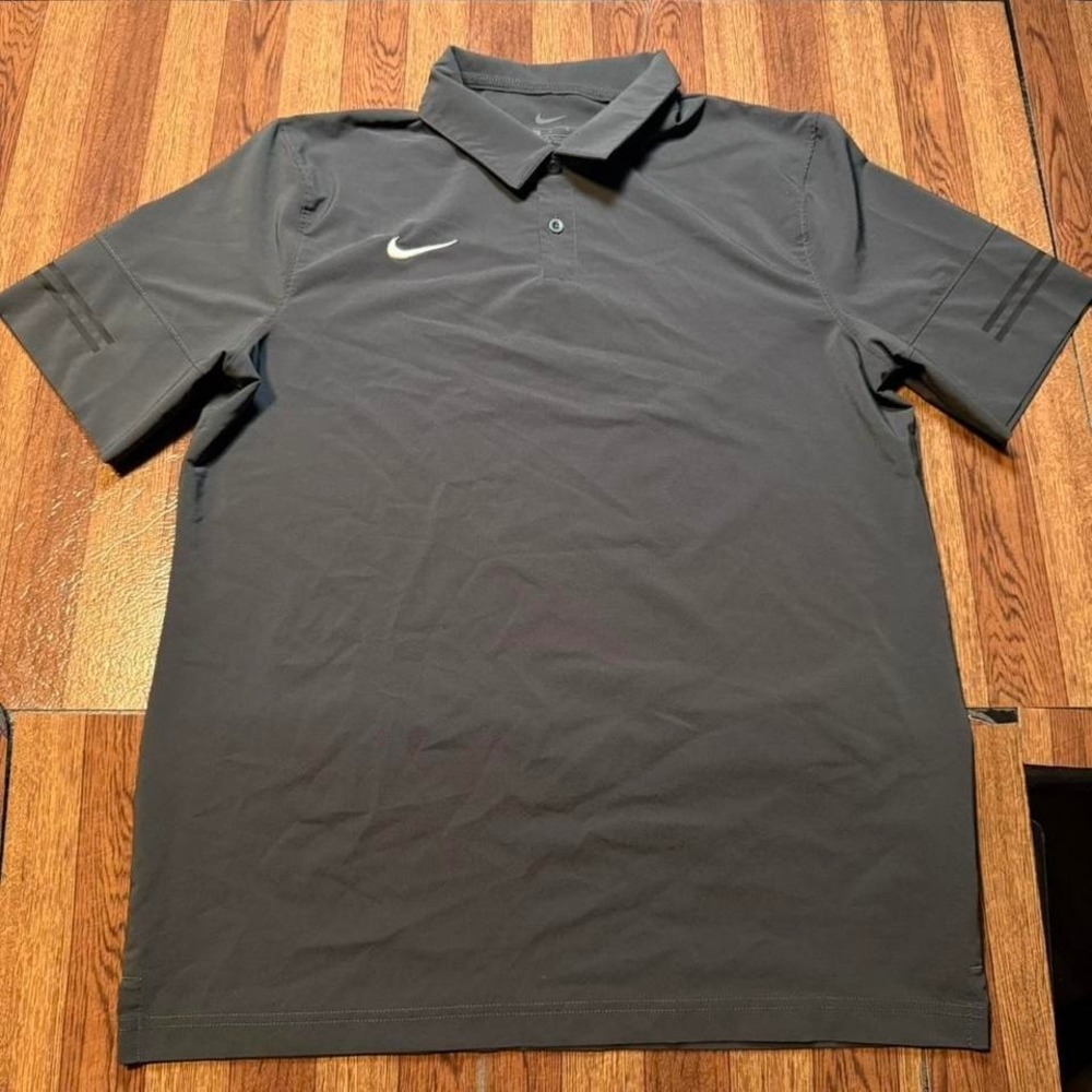 Nike Grey Dri-Fit Tech Retro Sportswear Button Golf Polo Shirt Medium